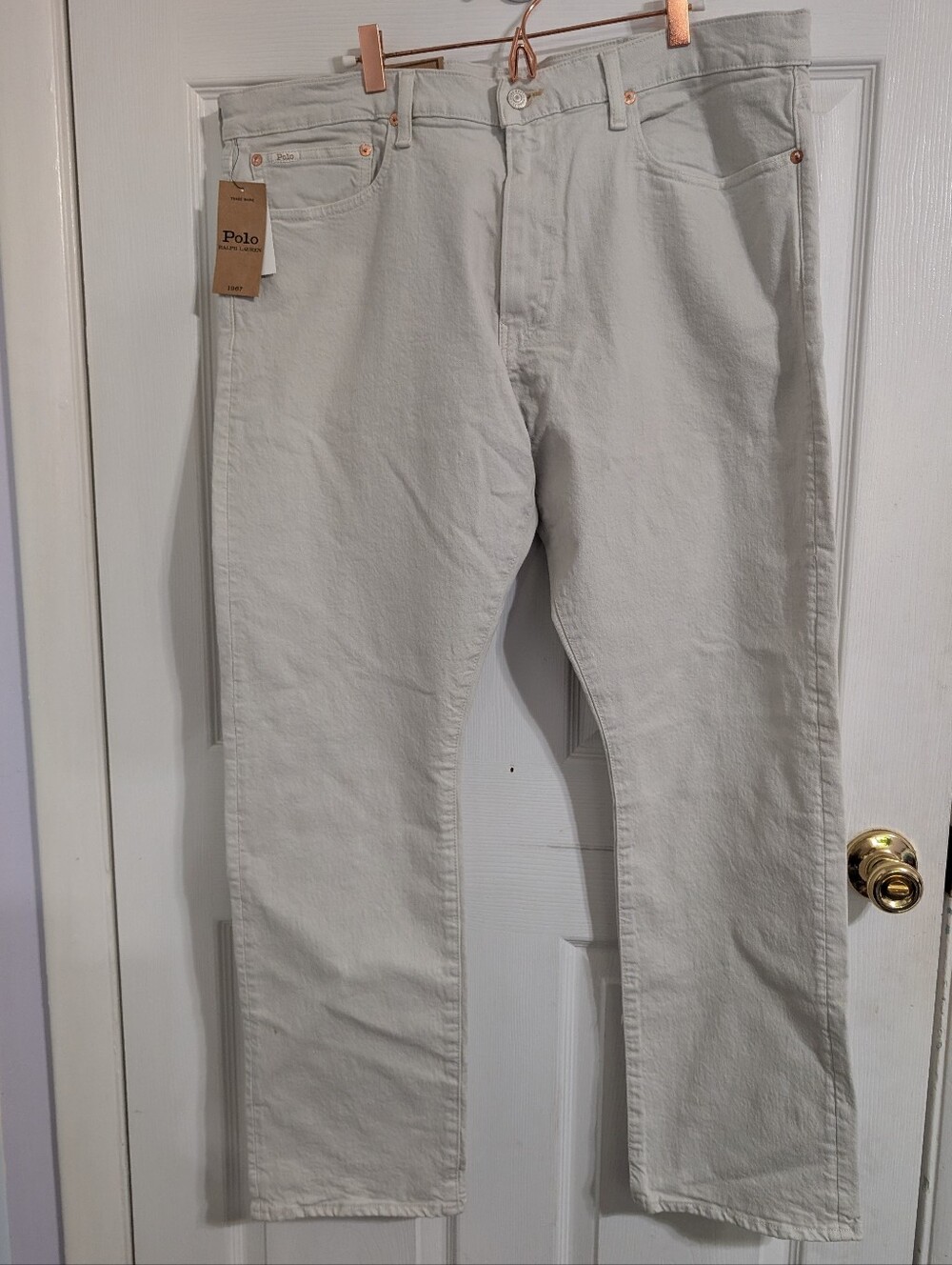 New Polo Ralph Lauren Mens Jeans Varick Slim Straight Stone Gray Denim Sz 38x32